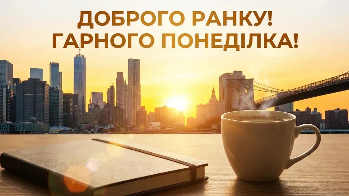 Доброго ранку понеділок — мотиваційна картинка зі сходом сонця