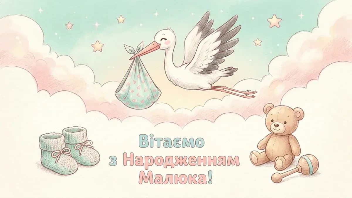 Привітання з народженням дитини — ніжна листівка